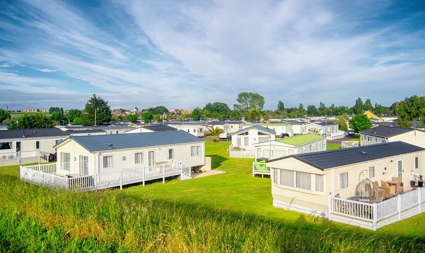 Holiday homes on a green park